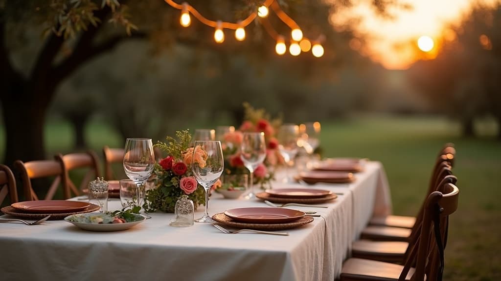 Tuscan olive-grove long dinner